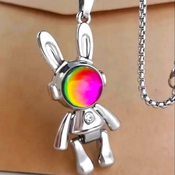 NEW! Iridescent Space Bunny Necklace - GIFT - Picture 2 of 2